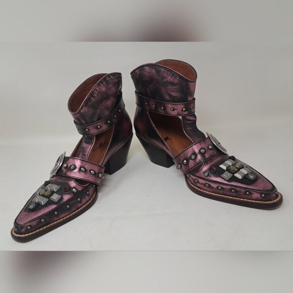 NEW Coach Womens Cut Out Western Creeper Boots Bootie Metallic Purple Size 7 'US - Picture 8 of 14